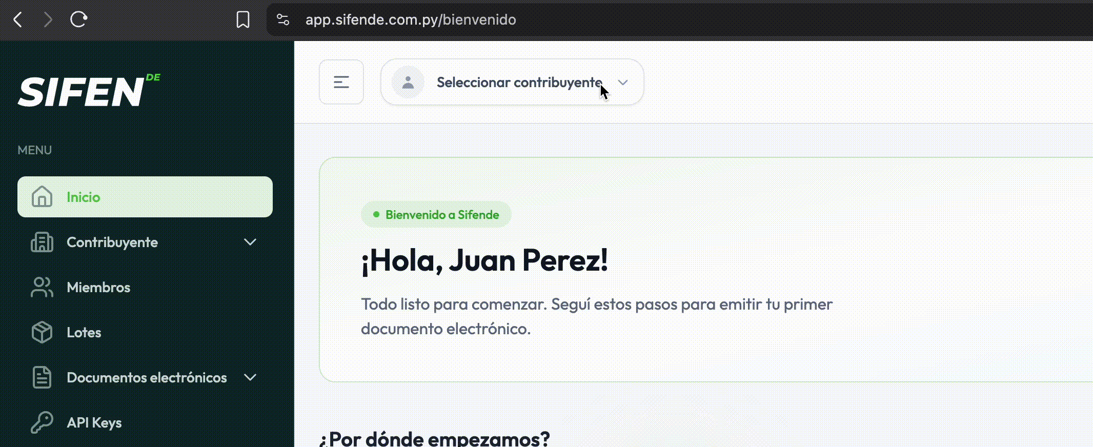 Crear contribuyente en Sifende